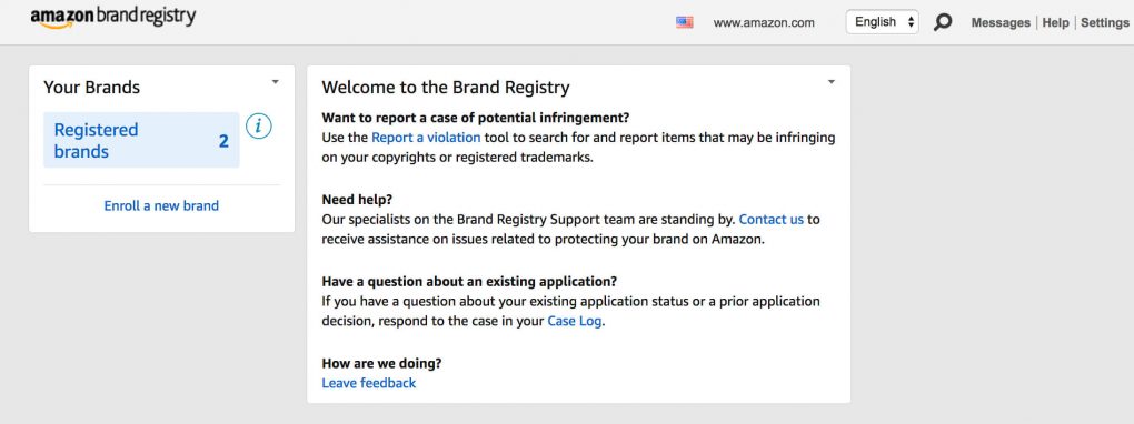 search amazon brand registry